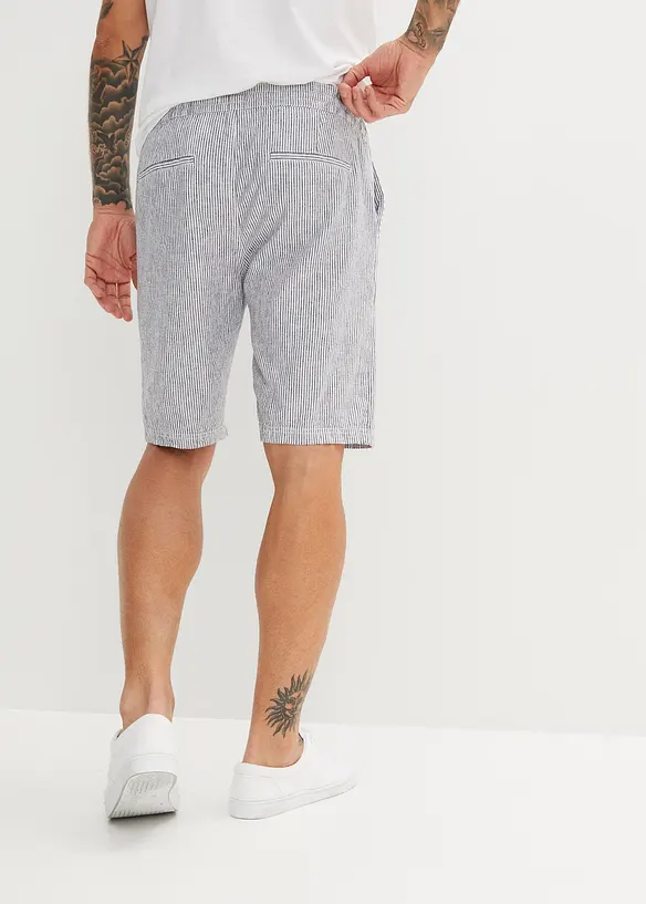 Regular Fit Bermuda aus luftigem Leinen-Mix in blau von hinten - bonprix
