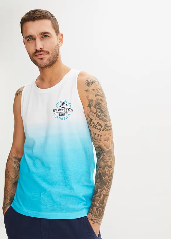 Tanktop aus reiner Baumwolle (2er Pack) in blau von vorne (im Anschnitt) - bonprix