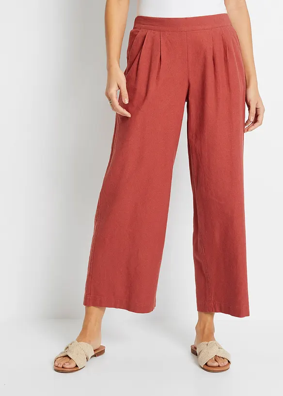 3/4-Hose aus Leinen-Viskose-Mix in rot von vorne - bonprix