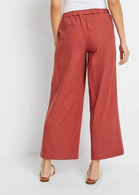 3/4-Hose aus Leinen-Viskose-Mix in rot von hinten - bonprix