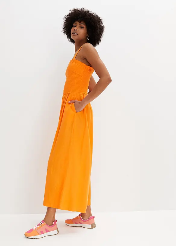 Jumpsuit aus fließender Viskose in orange von vorne (Totalaufnahme) - bonprix