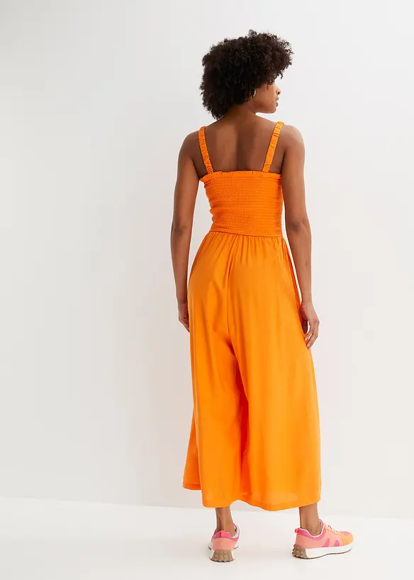 Jumpsuit aus fließender Viskose in orange von hinten (Totalaufnahme) - bonprix