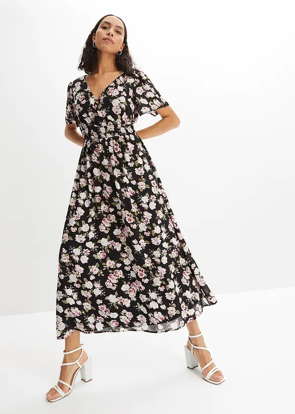 Ausgestelltes Maxikleid in schwarz von vorne (Totalaufnahme) - bonprix Ausgestelltes Maxikleid in schwarz von vorne (Totalaufnahme) - bonprix