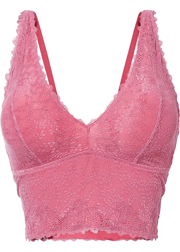 Spitzentop mit recyceltem Polyamid in rosa von vorne - BODYFLIRT