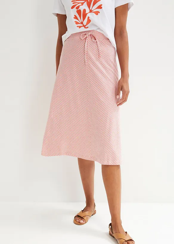 Jersey-Rock mit Streifen, knieumspielend in rosa von vorne - bonprix Jersey-Rock mit Streifen, knieumspielend in rosa von vorne - bonprix