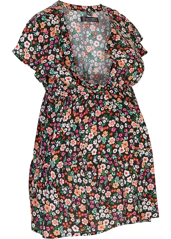 2-in-1 Umstands- und Stillbluse aus fließender Viskose in schwarz von vorne - bonprix