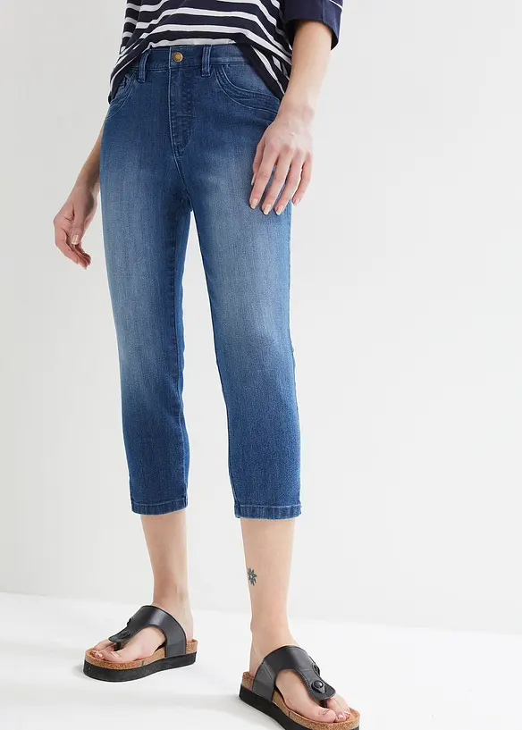Capri-Jeans Slim, Mid Waist (2er Pack) in blau von vorne - bonprix