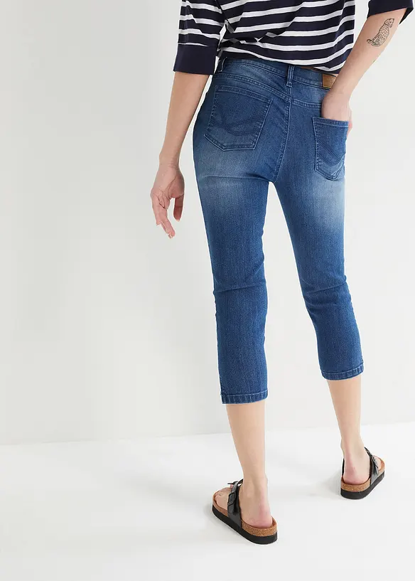 Capri-Jeans Slim, Mid Waist (2er Pack) in blau von hinten - bonprix