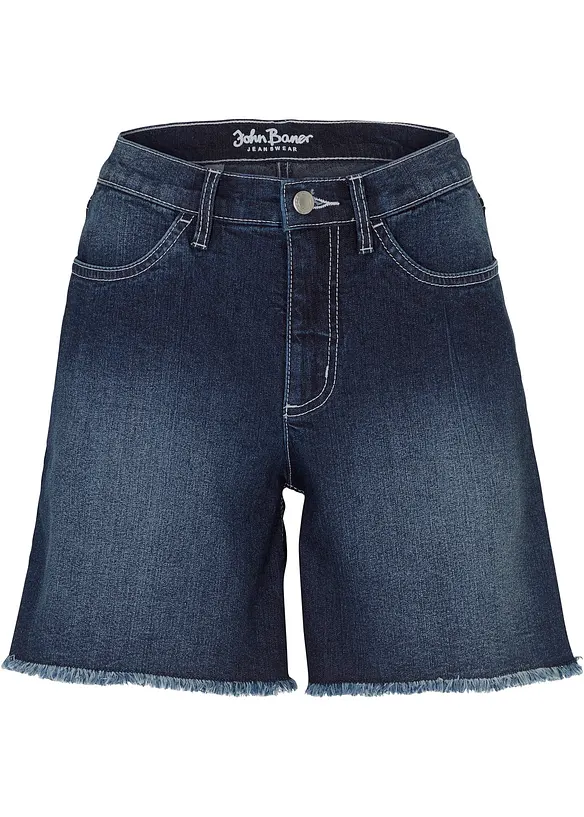 Jeans-Shorts Damen Mittelhohe Taille - Lässige Denim Shorts Mit Dehnbarem Saum
