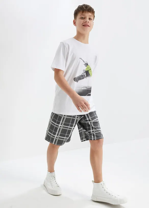 T-Shirt und kurze Shirthose (2-tlg.Set) aus Bio Baumwolle in weiß von vorne (Totalaufnahme) - bonprix