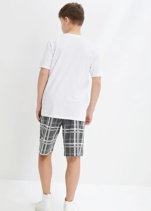 T-Shirt und kurze Shirthose (2-tlg.Set) aus Bio Baumwolle in weiß von hinten (Totalaufnahme) - bonprix