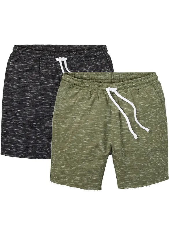 Sweat-Shorts mit Rollkanten Regular Fit, (2er Pack) in schwarz von vorne - RAINBOW