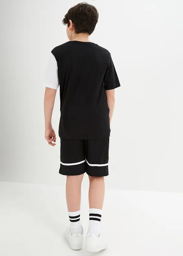 T-Shirt und Jersey-Bermuda (2-tlg.Set) aus reiner Bio-Baumwolle in weiß von hinten (Totalaufnahme) - bonprix
