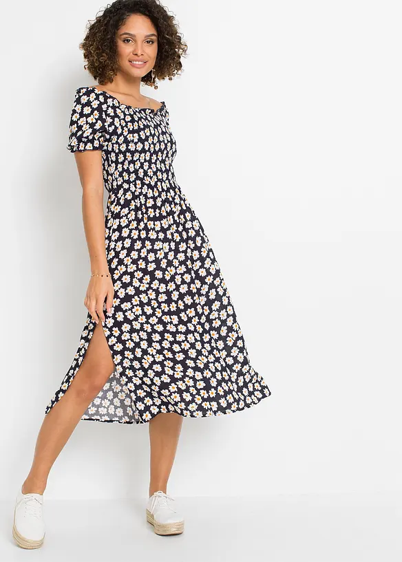 Midikleid aus reiner Viskose in blau von vorne (Totalaufnahme) - bonprix Midikleid aus reiner Viskose in blau von vorne (Totalaufnahme) - bonprix