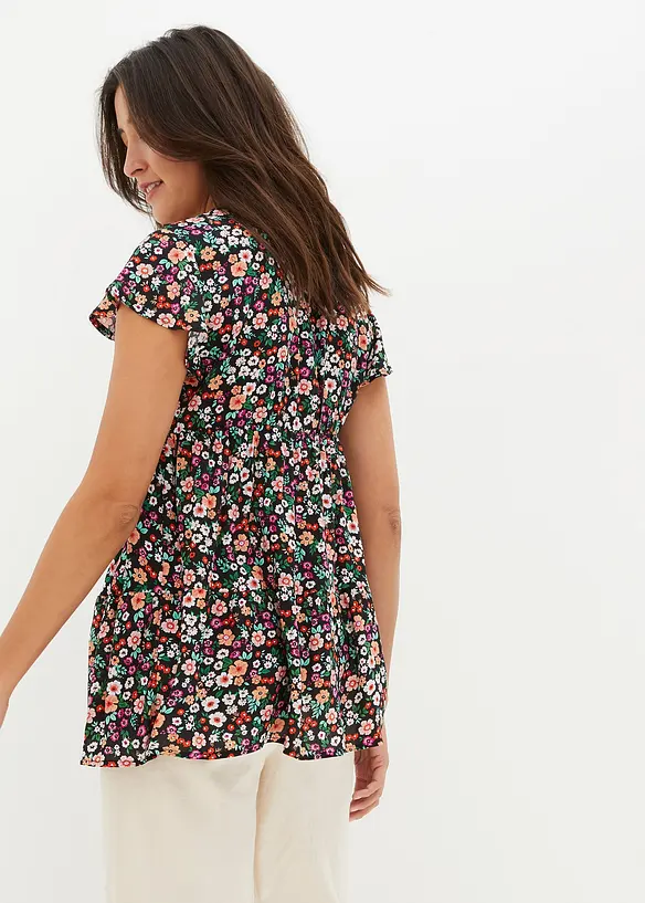 2-in-1 Umstands- und Stillbluse aus fließender Viskose in schwarz von hinten (im Anschnitt) - bonprix