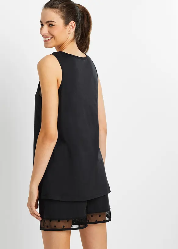 Shorty mit zartem Spitzeneinsatz in schwarz von hinten (Totalaufnahme) - bonprix