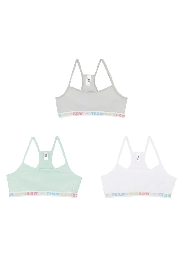 Bustier mit weicher Baumwolle (3er Pack) in grau - bonprix
