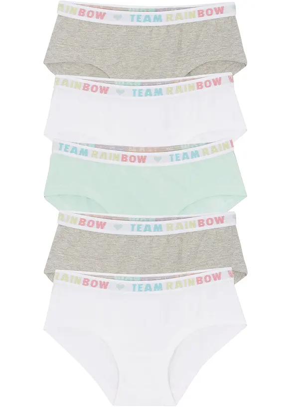 Hipster mit weicher Baumwolle (5er Pack) in grau von vorne - bonprix