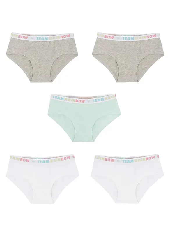 Hipster mit weicher Baumwolle (5er Pack) in grau - bonprix