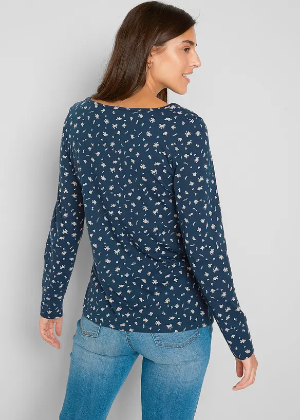 Langarmshirt, bedruckt in blau von hinten (im Anschnitt) - bonprix