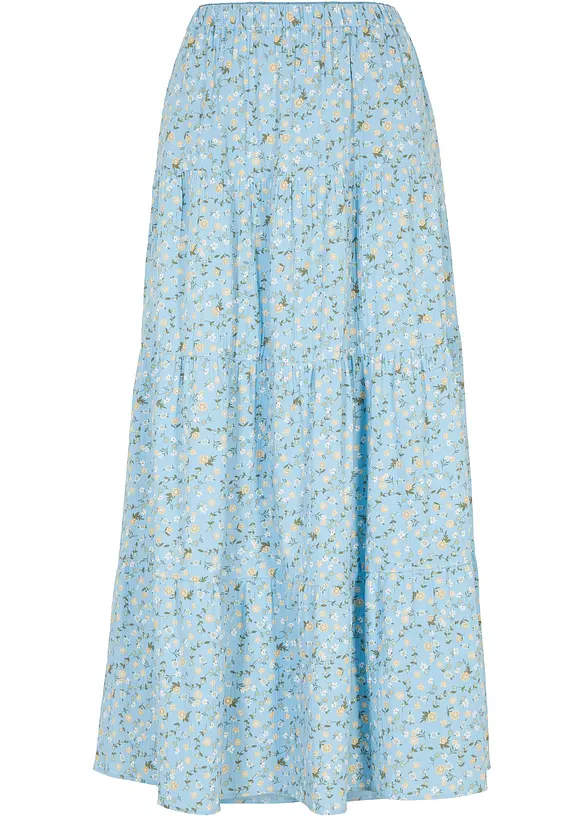 Maxirock aus reiner Baumwolle in blau von vorne - bonprix Maxirock aus reiner Baumwolle in blau von vorne - bonprix