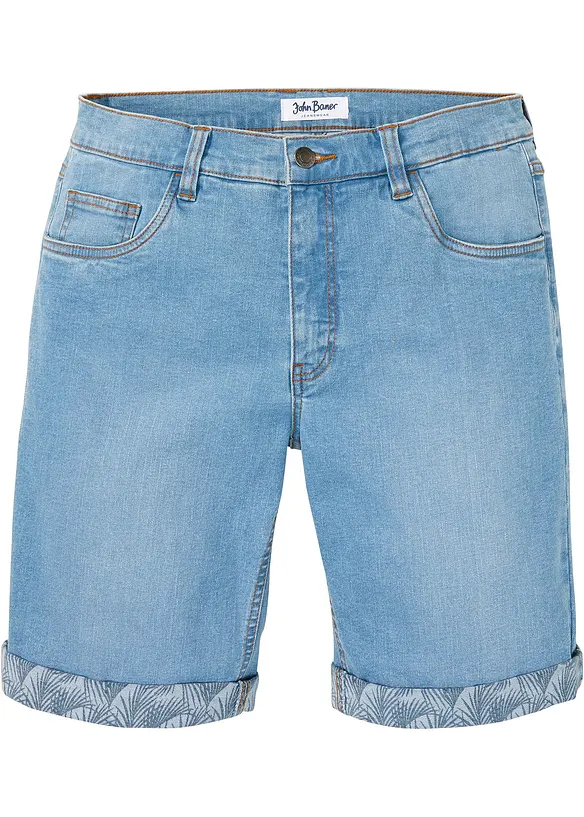 Stretch-Jeans-Bermuda, Regular Fit in blau von vorne - bonprix