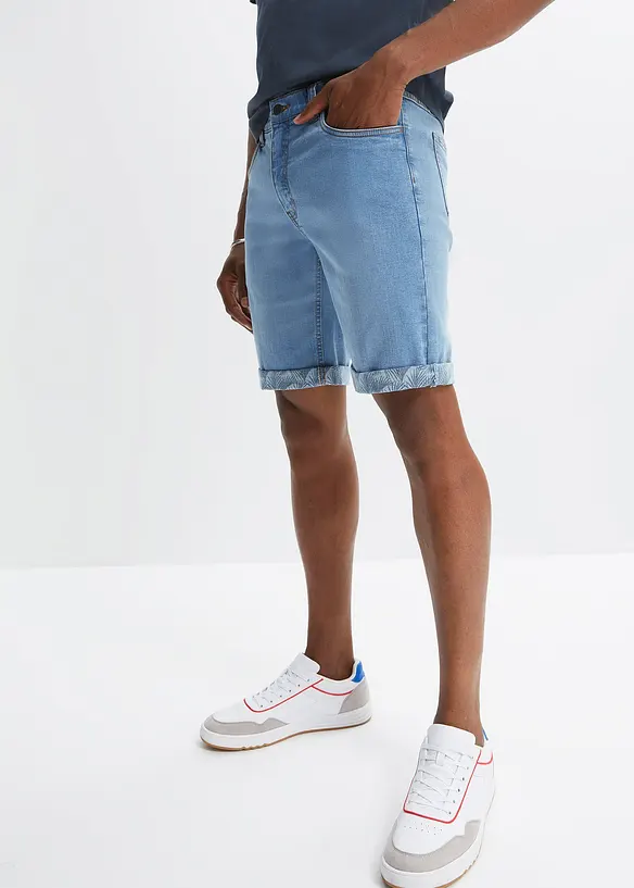 Stretch-Jeans-Bermuda, Regular Fit in blau von vorne - bonprix