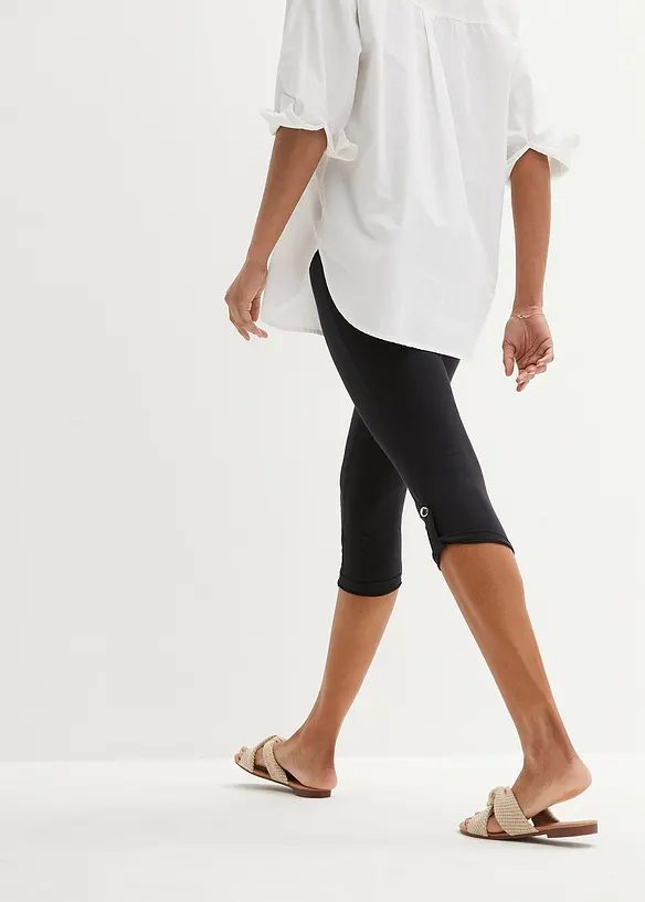 Capri-Leggings aus Bio-Baumwolle in schwarz von hinten - bonprix Capri-Leggings aus Bio-Baumwolle in schwarz von hinten - bonprix