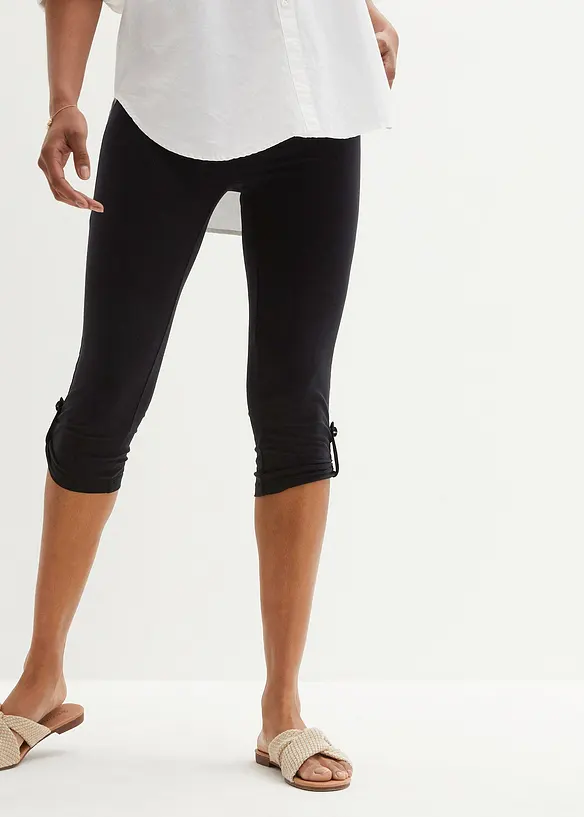 Capri-Leggings aus Bio-Baumwolle in schwarz von vorne - bonprix Capri-Leggings aus Bio-Baumwolle in schwarz von vorne - bonprix