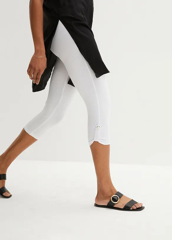 Capri-Leggings aus Bio-Baumwolle in weiß von vorne - bonprix Capri-Leggings aus Bio-Baumwolle in weiß von vorne - bonprix