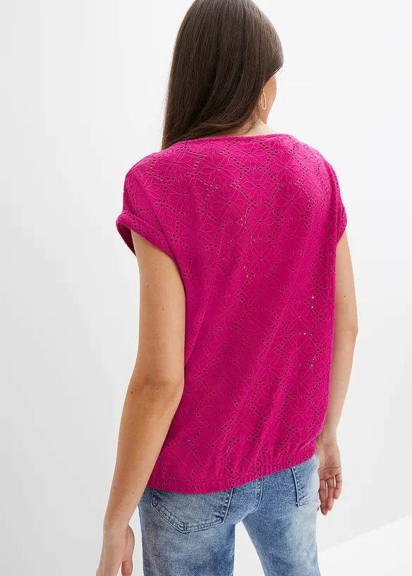 Shirt mit Lochstickerei in pink von hinten (im Anschnitt) - bonprix