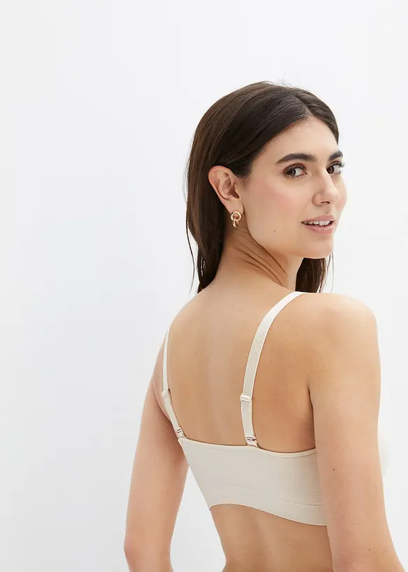 Wattierter Feel Comfort Seamless Bandeau-BH mit abnehmbaren Trägern in beige von hinten (im Anschnitt) - bonprix