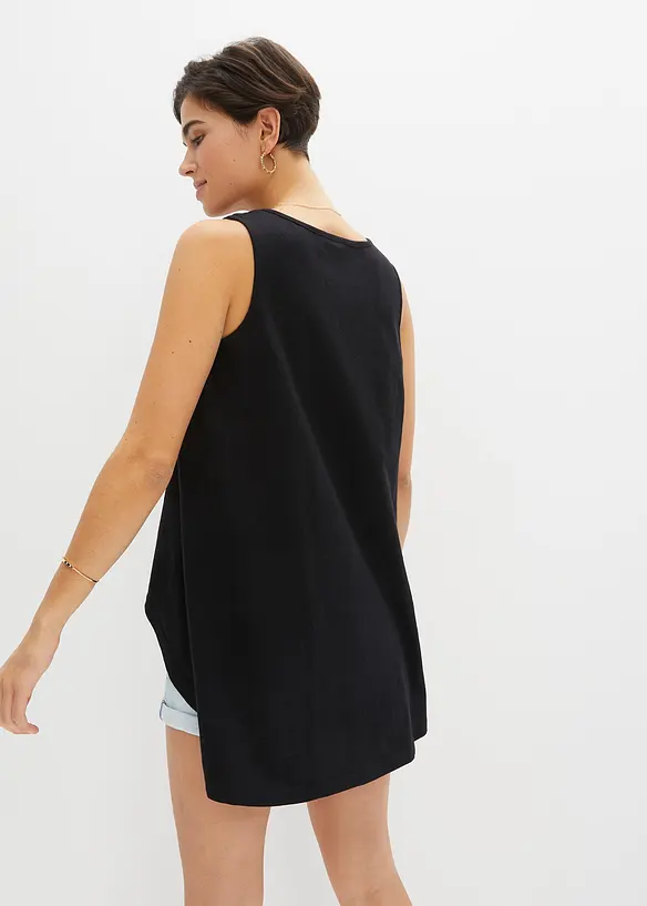 Long-Top aus Bio-Baumwolle in schwarz von hinten (im Anschnitt) - bonprix