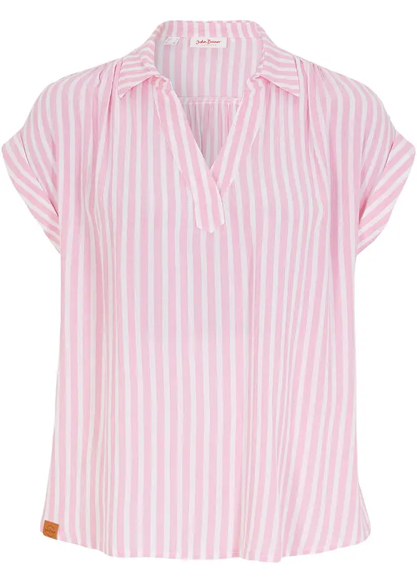 Bluse, Kurzarm in rosa von vorne - bonprix