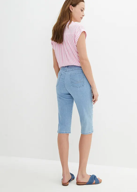 Jeans-Bermuda Slim Fit High Waist in blau von hinten - bonprix