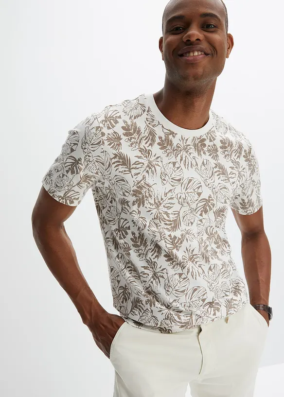 T-Shirt aus reiner Bio-Baumwolle in weiß von vorne (im Anschnitt) - bonprix