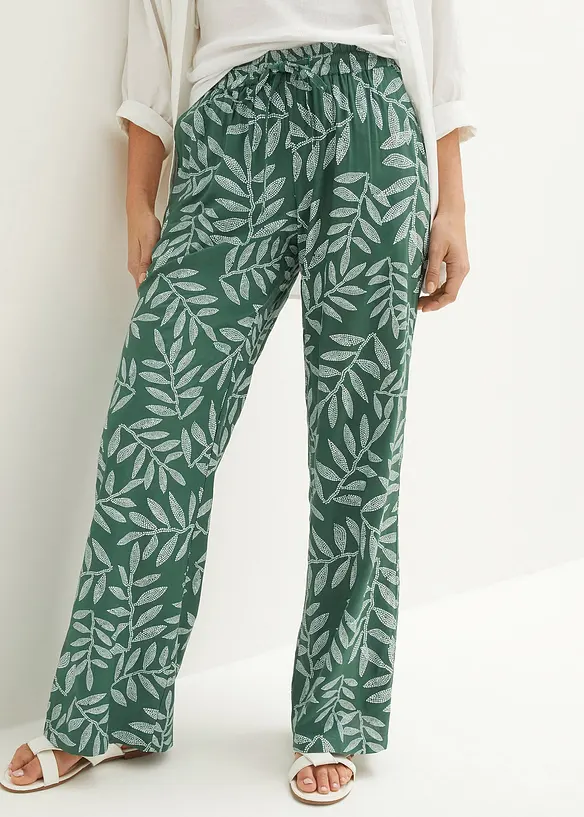 Palazzo-Hose aus fließender Viskose in grün von vorne - bonprix Palazzo-Hose aus fließender Viskose in grün von vorne - bonprix