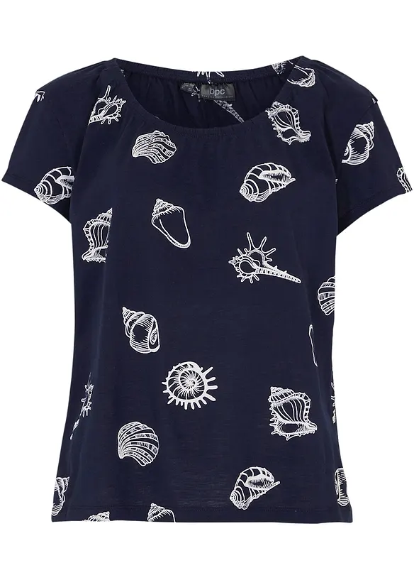 Bedrucktes Shirt aus Bio-Baumwolle in blau von vorne - bonprix