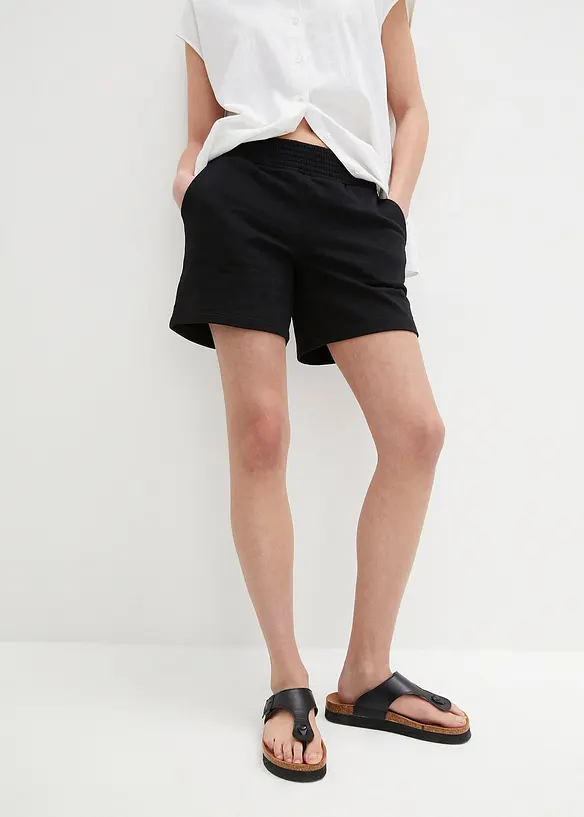 Sweat-Shorts in schwarz von vorne - bonprix