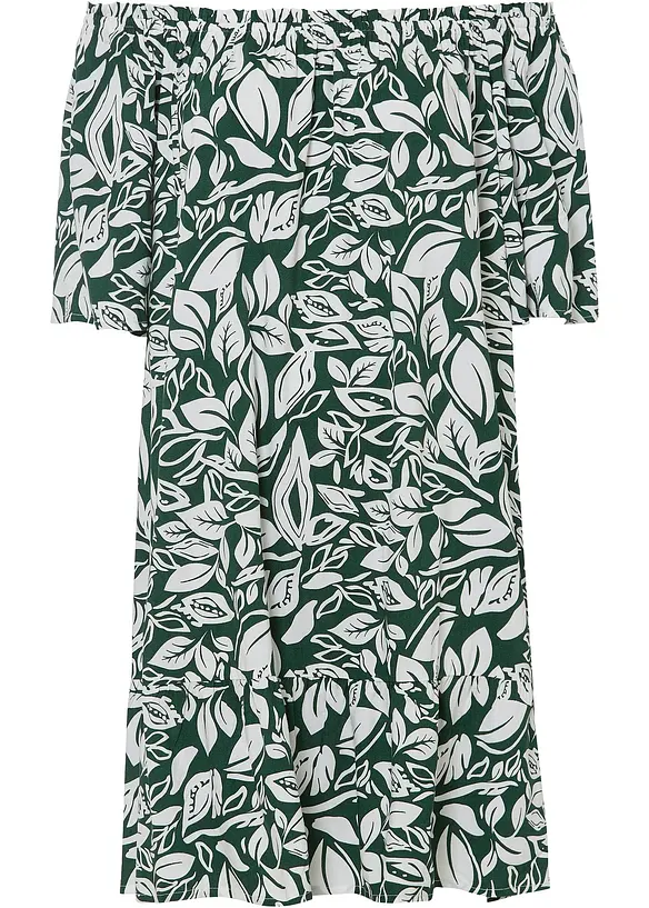 Weites Kleid aus nachhaltiger Viskose in grün von vorne - RAINBOW
