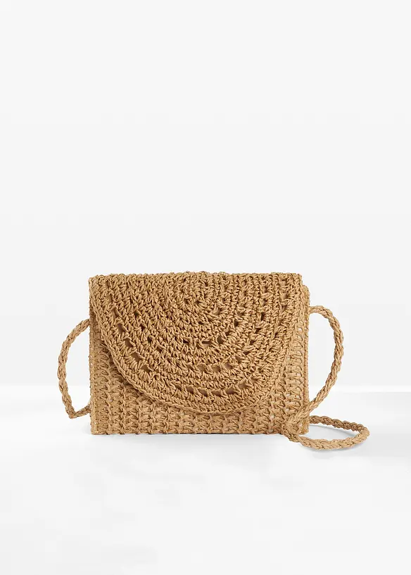 Strohumhängetasche in beige von vorne - bonprix