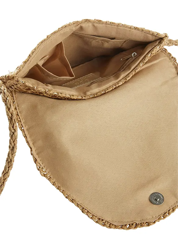 Strohumhängetasche in beige geöffnet - bonprix