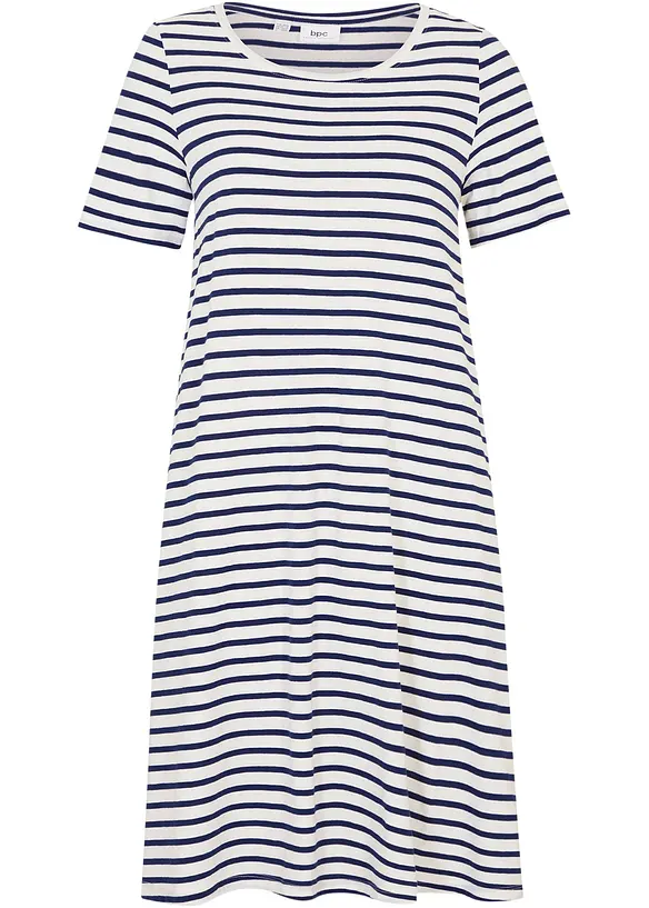 Baumwoll-Shirtkleid aus Flammgarn in weiß von vorne - bonprix