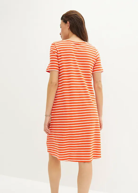 Baumwoll-Shirtkleid aus Flammgarn in rot von hinten (Totalaufnahme) - bonprix