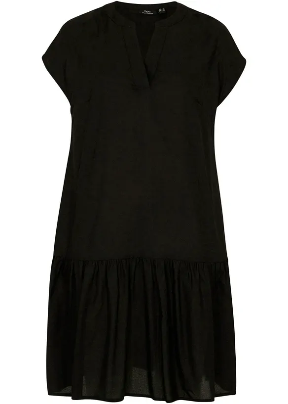 Tunika-Kleid aus feiner Viskose in schwarz von vorne - bonprix