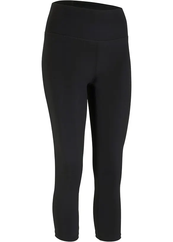 Funktions-Leggings mit Ocean Bound Plastic, 3/4-Länge in schwarz von vorne - bpc bonprix collection