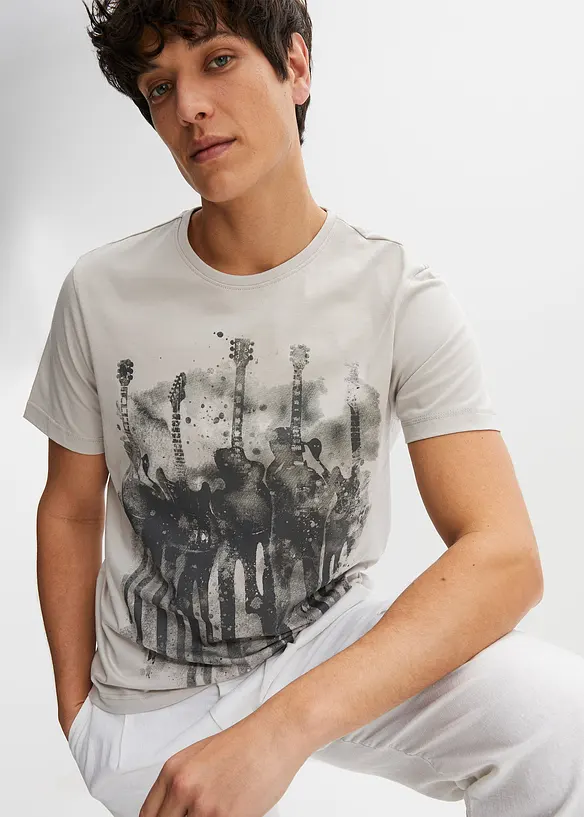 T-Shirt aus reiner Bio-Baumwolle in grau von vorne (im Anschnitt) - bonprix