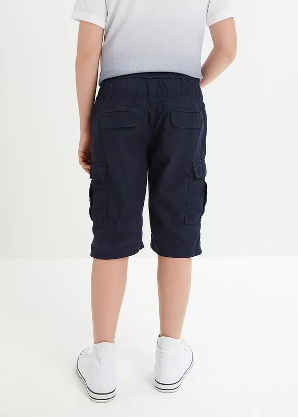 Schlupf-Cargo-Bermuda aus reiner Baumwolle, Regular Fit in blau von hinten - bonprix