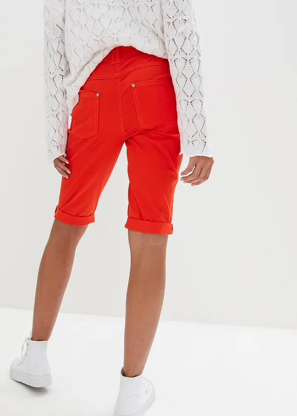 Bermuda mit Bequembund aus Baumwoll-Mix in rot von hinten - bonprix