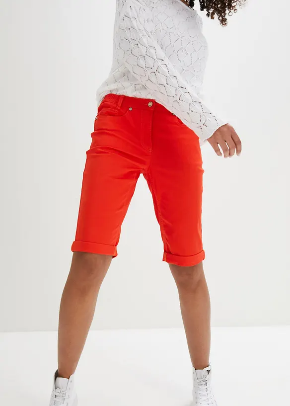 Bermuda mit Bequembund aus Baumwoll-Mix in rot von vorne - bonprix